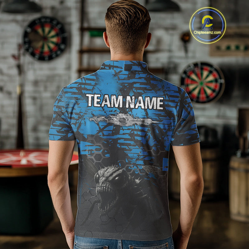 Men's Custom Darts Jersey With Blue Grunge Honeycomb Bee Pattern NYN0282