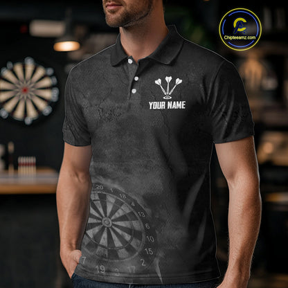 Custom Men's Darts Shirt With Shadow Bison & Cracked Stone Texture, Darts Jersey NYN0284