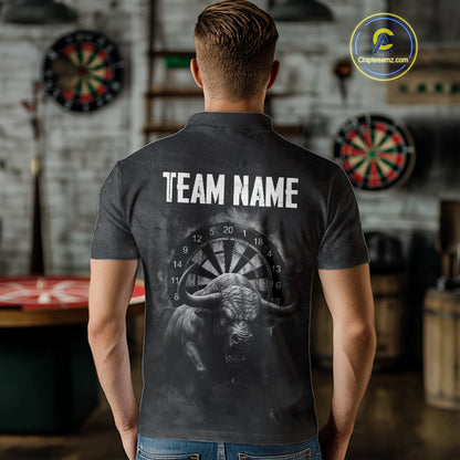 Custom Men's Darts Shirt With Shadow Bison & Cracked Stone Texture, Darts Jersey NYN0284