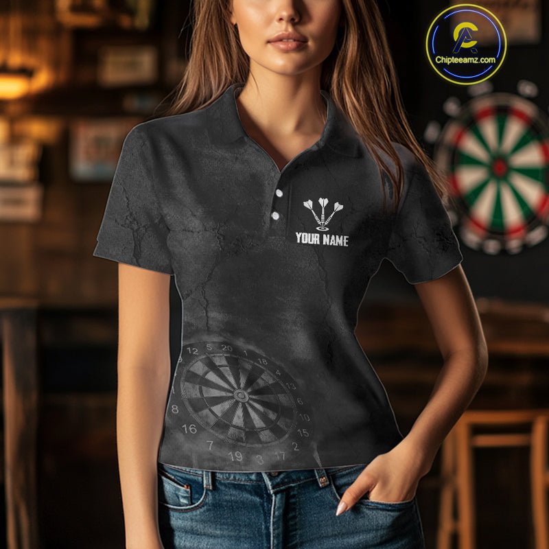 Custom Women's Darts Shirt With Shadow Bison & Cracked Stone Texture, Darts Jersey NYN0284