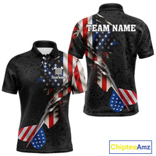 Load image into Gallery viewer, Custom American Flag Dart Arrow Black Dart Men Polo Shirt Patriotic Dart Team Jerseys NYN1625