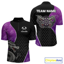 Load image into Gallery viewer, Grey Dragons Purple &amp; Black Dartboard Darts Shirt For Men - Custom Darts Uniform NYN0533
