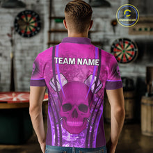 Load image into Gallery viewer, Purple Skull &amp; Flame Darts Men's Darts Polo Shirt Custom Name For Players NYN0750