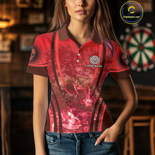 Load image into Gallery viewer, Red Skull &amp; Flame Darts Women's Darts Polo Shirt Custom Name For Players NYN0751