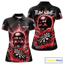 Load image into Gallery viewer, Custom Fire Flame Dartboard Lightning Red Skull Dart Women Polo Jerseys Dart Team Shirt NYN1673