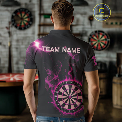 Custom Pink Smokes Butterfly Flame Dartboard Dart Men Polo Jerseys Dart Team Shirt NYN1676