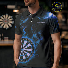 Load image into Gallery viewer, Custom Blue Smokes Butterfly Flame Dartboard Dart Men Polo Jerseys Dart Team Shirt NYN1677