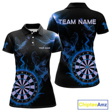 Load image into Gallery viewer, Custom Blue Smokes Butterfly Flame Dartboard Dart Women Polo Jerseys Dart Team Shirt NYN1677