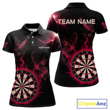 Load image into Gallery viewer, Custom Red Smokes Butterfly Flame Dartboard Dart Women Polo Jerseys Dart Team Shirt NYN1678