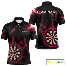 Load image into Gallery viewer, Custom Red Smokes Butterfly Flame Dartboard Dart Men Polo Jerseys Dart Team Shirt NYN1678