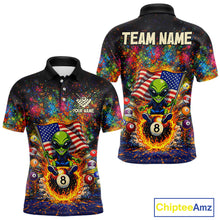 Load image into Gallery viewer, Colorful Splatter Funny Alien Fire 8 Ball Men Billiards Shirt Personalized Pool Balls Billiard Attire NYN2687