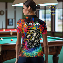 Load image into Gallery viewer, Colorful Tie-Dye Funny Eagle 8 Ball Women Billiards Shirt Personalized Pool Balls Billiard Attire NYN2689