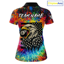 Load image into Gallery viewer, Colorful Tie-Dye Funny Eagle 8 Ball Women Billiards Shirt Personalized Pool Balls Billiard Attire NYN2689