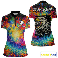 Load image into Gallery viewer, Colorful Tie-Dye Funny Eagle 8 Ball Women Billiards Shirt Personalized Pool Balls Billiard Attire NYN2689