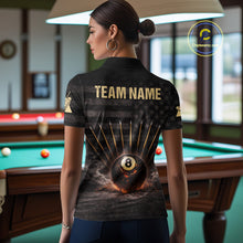 Load image into Gallery viewer, American Flag Cracked Ball 8 Billiards Pool Sticks Shirt For Women Custom Grunge Billiard Balls Attire NYN2691