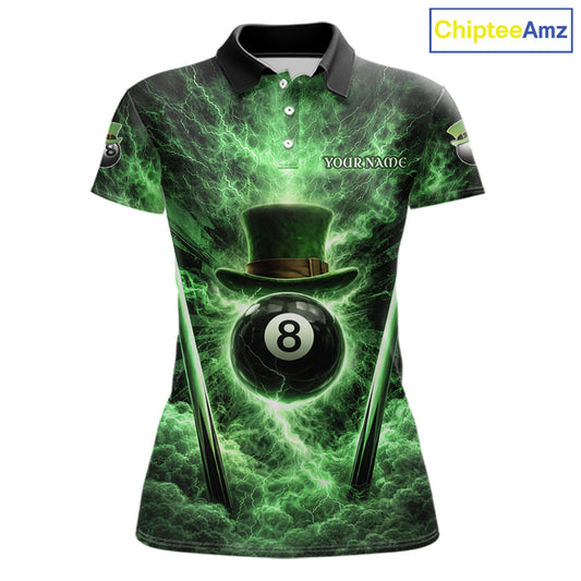 St Patrick's Day Green Smokes Ball 8 Billiards Pool Sticks Shirt For Women Custom Billiard Balls Attire NYN2692