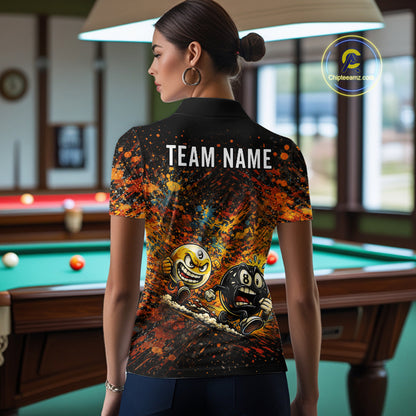 Colorful Splatter Funny Billiard Ball 9 & 8 Ball Pool Shirt For Women Personalized Billiard Team Names NYN2693