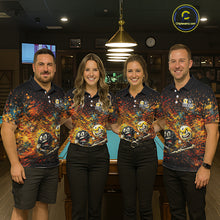 Load image into Gallery viewer, Colorful Splatter Funny Billiard Ball 9 &amp; 8 Ball Pool Shirt For Men Personalized Billiard Team Names NYN2693