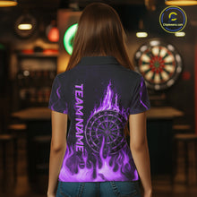 Load image into Gallery viewer, Personalized Dart Shirts For Women Custom Purple Dartboard Flame Team League Darter Jerseys NYN2849