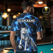 Load image into Gallery viewer, Custom Funny Wolf 8 Ball Billiard Shirt For Men Thunder Lightning Billiard Pool Team Jersey | Blue NYN3222