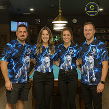 Load image into Gallery viewer, Custom Funny Wolf 8 Ball Billiard Shirt For Men Thunder Lightning Billiard Pool Team Jersey | Blue NYN3222