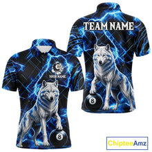 Load image into Gallery viewer, Custom Funny Wolf 8 Ball Billiard Shirt For Men Thunder Lightning Billiard Pool Team Jersey | Blue NYN3222