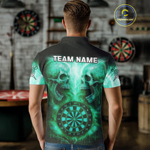 Load image into Gallery viewer, Electric Green  Skulls &amp; Dartboard Men's Darts Shirt - Custom Name For Players NYN0541