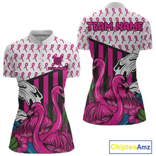 Load image into Gallery viewer, Custom Pink Ribbon Flamingo Dart 1/4-Zip Shirt For Women Breast Cancer Awareness Dart Jerseys NYN1415