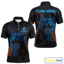 Load image into Gallery viewer, Custom Blue Orange Galaxy Tiger Dartboard Dart Polo Shirt For Men Dart Tournament Jerseys NYN1422