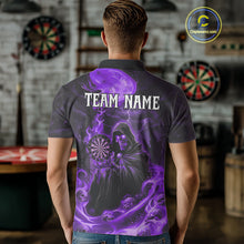 Load image into Gallery viewer, Custom Purple Grim Reaper Fire Flames Dart Men Polo Jerseys Outfits Skull Dart Shirt NYN1683