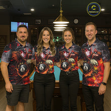 Load image into Gallery viewer, Eagle Fire Flame Pool 9 Ball &amp; 8 Ball Women's Billiard Shirt Custom Billiard Polo &amp; 1/4 Zip Attire NYN2494