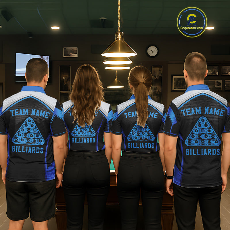 Funny Bass Hold Pool 8 Ball Women's Billiard Team Shirt Custom Billiard Polo & 1/4-Zip Attire|Blue NYN2500
