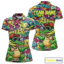 Load image into Gallery viewer, Graffiti Funny Crocodile Pool 8 Ball Women Billiard Team Shirt Custom Billiard Balls Attire NYN2501