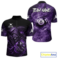 Load image into Gallery viewer, Thunder Purple Smokes Grim Reaper Ball 8 Billiards Pool Shirt For Men Personalized Billiard Team Names NYN2695