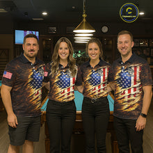 Load image into Gallery viewer, Eagle Retro Grunge American Flag Ball 8 Billiards Pool Shirt For Women Personalized Billiard Team Names NYN2696