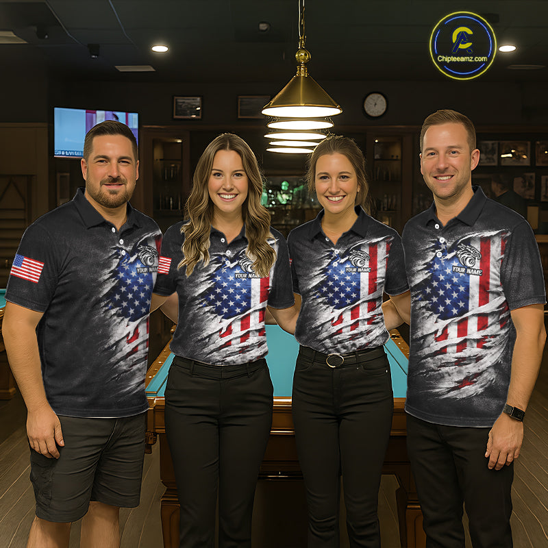 Eagle Grey Grunge American Flag Ball 8 Billiards Pool Shirt For Women Personalized Billiard Team Names NYN2697