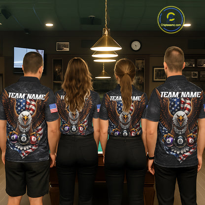 Eagle Grey Grunge American Flag Ball 8 Billiards Pool Shirt For Women Personalized Billiard Team Names NYN2697