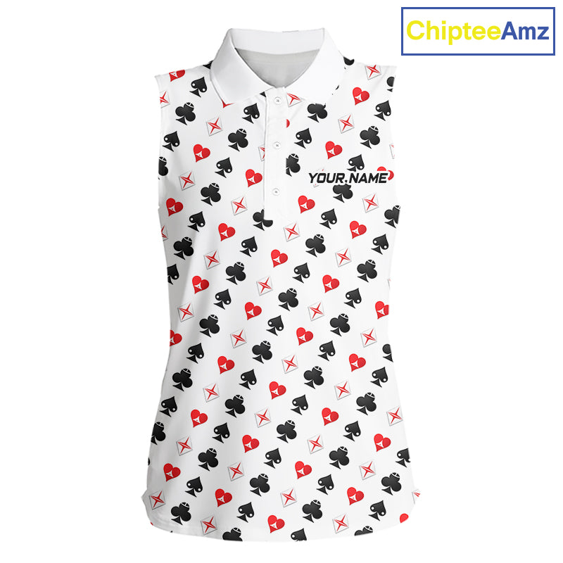 Custom Poker Golf Sleeveless Polo Shirt For Womens Personalized Name Funny Golf Team Attire Golfer Gift NYN2851