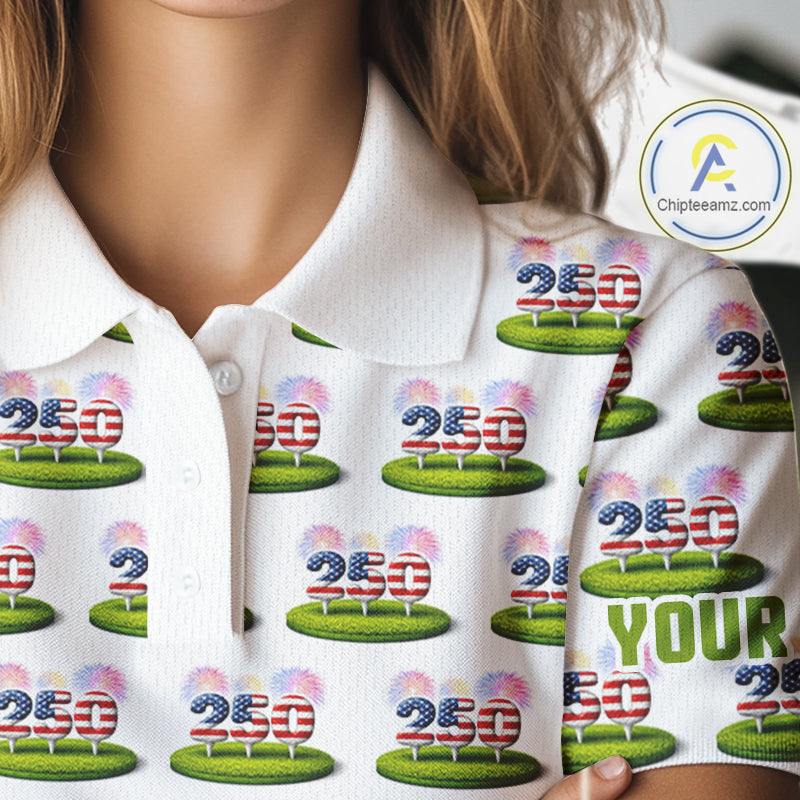 American Flag Grass Womens Golf Polo Shirt Patriotic USA Golf Shirts, Golf Gift NYN2853
