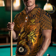 Load image into Gallery viewer, Black And Yellow Tribal Pattern Billiard Phoenix Jersey For Men Billiard 8 Ball Pool Team Shirts NYN2861
