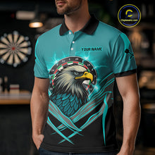 Load image into Gallery viewer, Men's Custom Darts Shirt Turquoise Eagle And Thunder Lightning Dartboards NYN0289