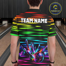 Load image into Gallery viewer, Colorful Splatter Paint Bowling Shirt For Men Custom Rainbow Strike Lightning Team Bowling Attire NYN3229