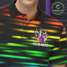 Load image into Gallery viewer, Colorful Splatter Paint Bowling Shirt For Men Custom Rainbow Strike Lightning Team Bowling Attire NYN3229