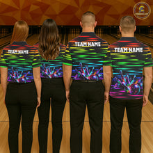 Load image into Gallery viewer, Colorful Splatter Paint Bowling Shirt For Men Custom Rainbow Strike Lightning Team Bowling Attire NYN3229