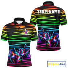 Load image into Gallery viewer, Colorful Splatter Paint Bowling Shirt For Men Custom Rainbow Strike Lightning Team Bowling Attire NYN3229
