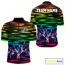 Load image into Gallery viewer, Colorful Splatter Paint Bowling Shirt For Men Custom Rainbow Strike Lightning Team Bowling Attire NYN3229