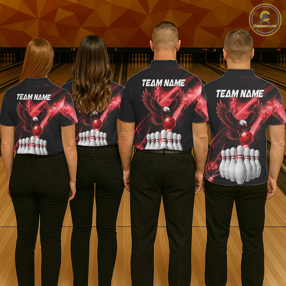 Red Smoking Bowling Polo & 1/4-Zip Shirt For Men Custom Funny Eagle Team Bowling Jersey NYN3239