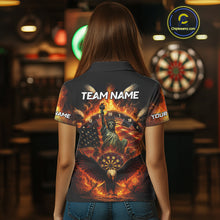 Load image into Gallery viewer, Custom Women's Darts Polo Jersey US Flag Flaming Eagle Dartboard For Darts Team NYN0770