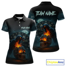 Load image into Gallery viewer, Personalized Blue Raven &amp; Skull Grunge Dart Jerseys, Dart Team Shirts For Women Custom NYN1096