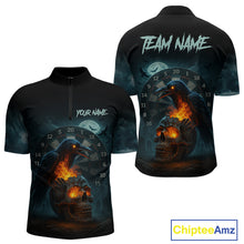 Load image into Gallery viewer, Personalized Blue Raven &amp; Skull Grunge Dart Jerseys, Dart Team Shirts For Men Custom NYN1096